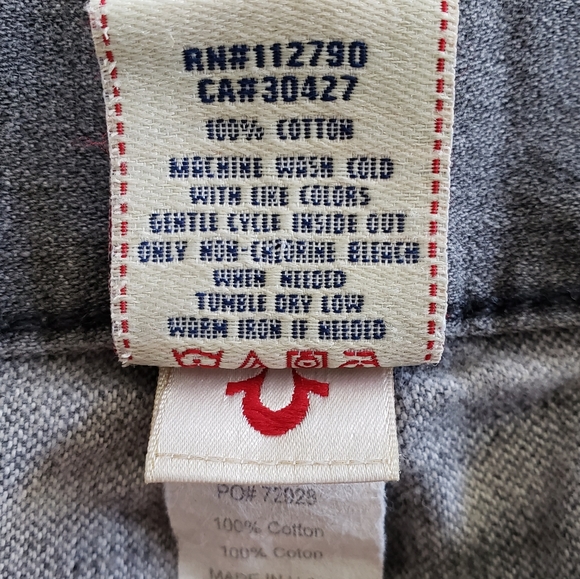 True Religion Mens Geno Grey Denim Jeans Size 32 - Picture 7 of 15
